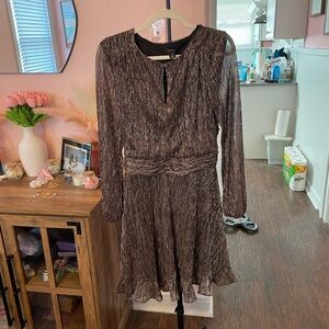 Halogen Black V-Neck Fit and Flare Dress